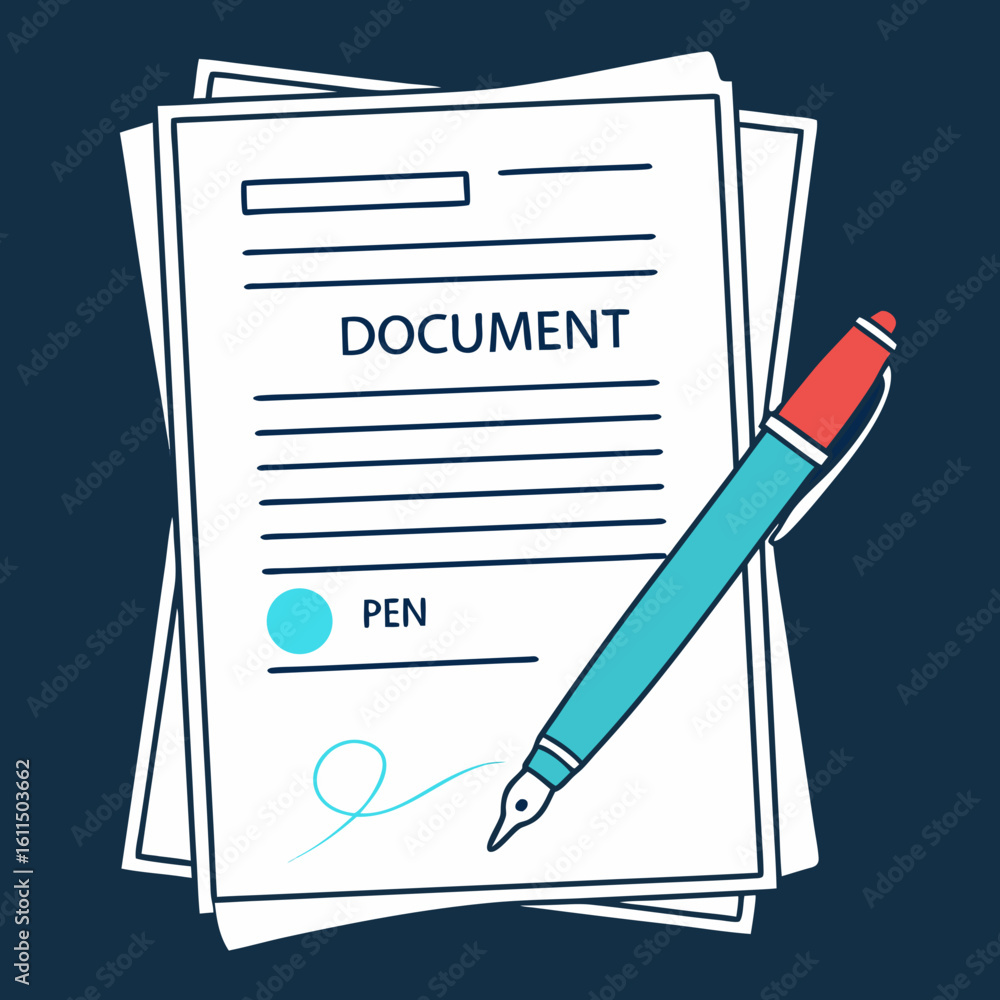 Aufkleber vector art of a document with the word document written on it is stacked on top of other papers with