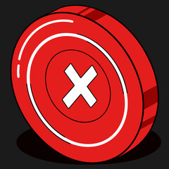 Obraz premium Vector art of a red button with a white cross signifies cancellation, deletion, or a negative response