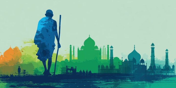 Illustration of poster for gandhi jayanti.