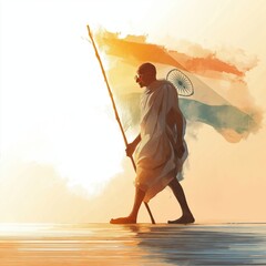 Gandhi jayanti watercolor poster illustration.
