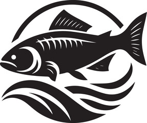 Black Fish Silhouette Vector – Iconic Logo Design for Marine and Fishing Themes