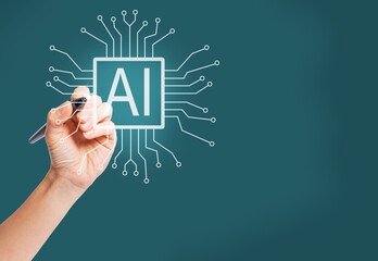 Business and artistic people using technology AI at work, artificial intelligence by enter command...