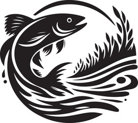 Black Fish Silhouette Vector – Iconic Logo Design for Marine and Fishing Themes