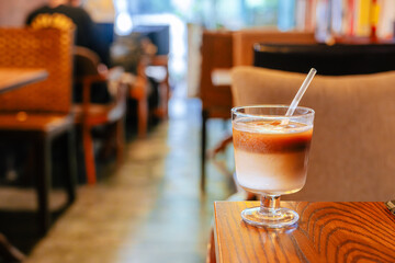 Iced Latte Moment in a Cozy Book Cafe