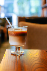 Iced Latte Moment in a Cozy Book Cafe