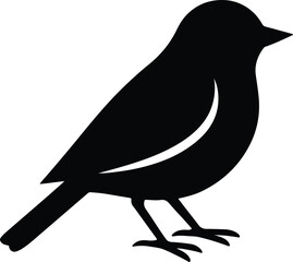 Silhouette of a simple songbird perched sideways vector illustrator