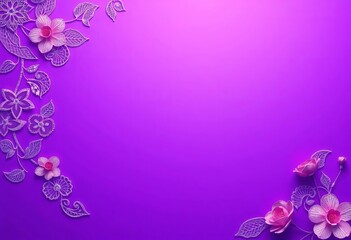 Elegant violet background with delicate lace-inspired floral pattern on one side, pattern, floral