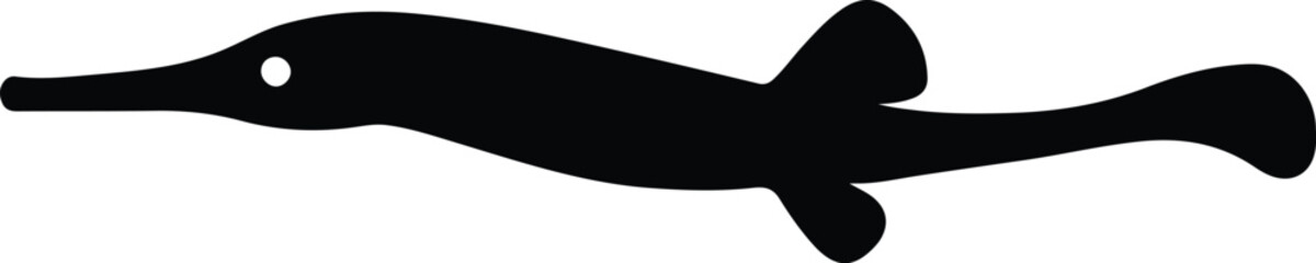 Silhouette pipefish unique aquatic animal outline vector illustrator