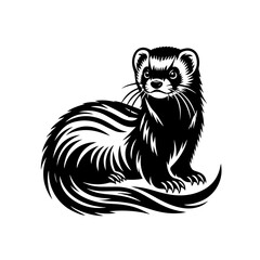 Obraz premium A stylized black and white illustration of a ferret
