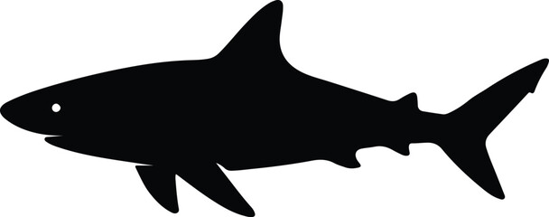 Silhouette shark swimming predatory marine animal vector illustrator