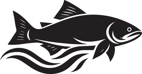 Black Fish Silhouette Vector – Iconic Logo Design for Marine and Fishing Themes