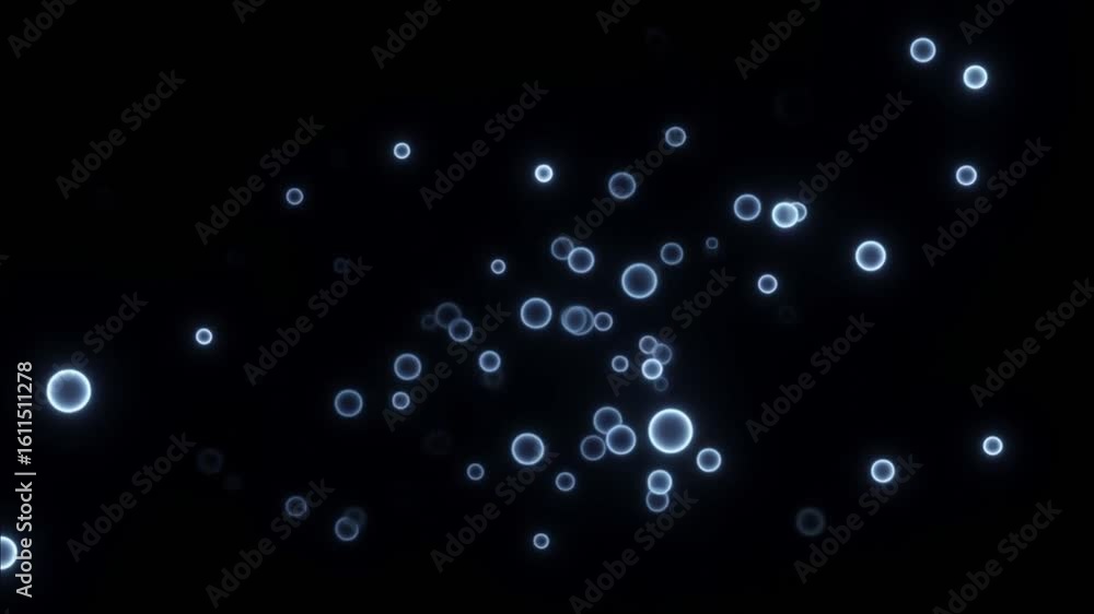 Poster luminous bubbles in the void: an abstract composition of radiant, floating bubbles, each gently glow