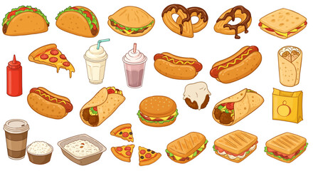 Assorted Fast Food Illustrations