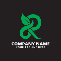 Fototapeta premium Eco-friendly logo featuring the letter R with a leaf element, perfect for natural businesses