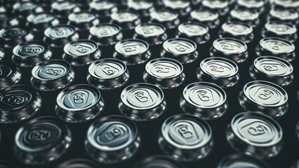 Mass Production of Empty Silver Aluminum Soda Cans – Clean Industrial Pattern for Beverage Manufacturing and Recycling Concepts


