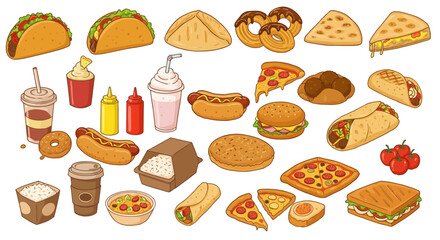 Assorted Fast Food Illustrations