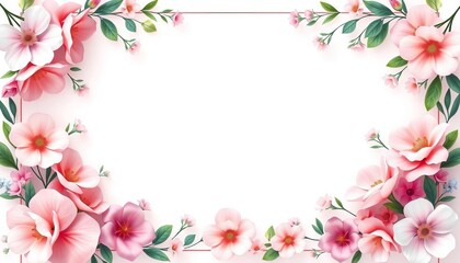 Obraz premium Pastel floral frame, elegant design, wedding invitation border, bloom, invitation