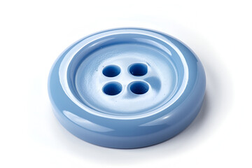 Fototapeta premium Blue Clothing Button Four Holes Closeup View