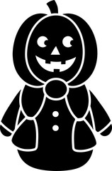 Halloween gnome and pumpkin black silhouette.
Cute Halloween gnome character cartoon design isolated.
Spooky gnome icon. 
Transparent background. SVG.