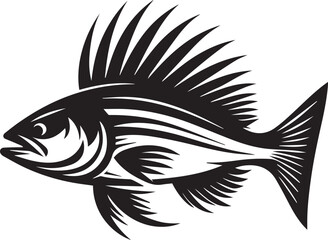 Fototapeta premium Black Fish Silhouette Vector – Iconic Logo Design for Marine and Fishing Themes