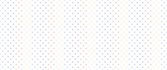 Cross rhombus geometric seamless pattern. Pastel cross line and dot seamless pattern. Diagonal squares background.