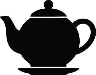 Obraz premium Silhouette teapot with lid and saucer isolated vector illustrator