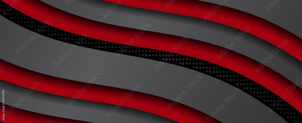 Poster vector red line background curve element with dark space for text and message design, overlapping la