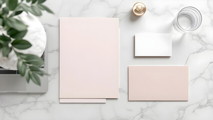 Minimalist desk setup with stationery