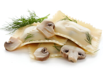 Fototapeta premium Ravioli with Mushrooms and Dill delicious pasta dish