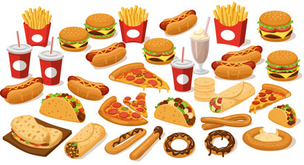Assorted Fast Food Illustrations