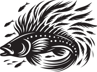 Black Fish Silhouette Vector – Iconic Logo Design for Marine and Fishing Themes