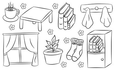 Minimal Home Objects Line Art Cozy Household Essentials