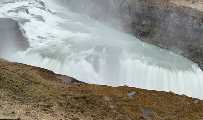 Gullfoss waterfall in long exposure