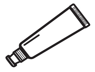 Vibrant paint tube symbol in hand-drawn line art
