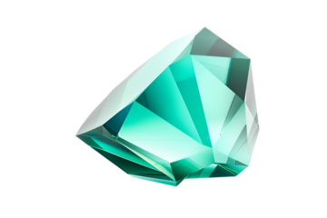 Teal gemstone on black background crystal facets shine bright