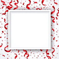 Red confetti and ribbons frame
