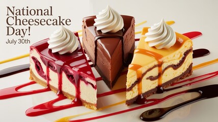 Cheesecake celebration on July 30th with sweet vibrant flavors.