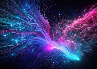 Vibrant energy streams glowing with neon light abstract