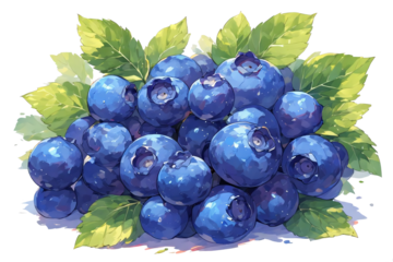 Isolated background image,hand drawn style drawing of Blueberry,white background PNG