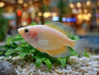 Obraz premium Closeup of a Pearl Gourami Fish in Aquarium.