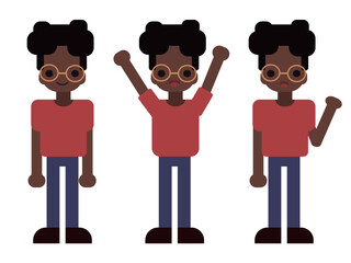 Boy flat character in glasses simple style