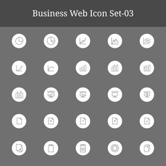 Collection of simple white business and finance line icons on a dark gray background part-3