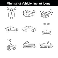 Collection of Transportation and Vehicle Icons in Vector Style