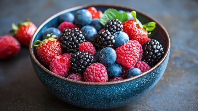 Organic Fresh Berries Bowl for Healthy Eating - Powered by Adobe