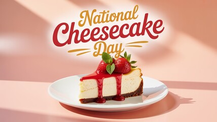 National Cheesecake Day image featuring perfect slice and bold typography.
