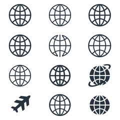globe icons set vector.