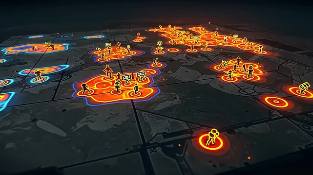 A vibrant heatmap visualization of data points across a geographical area, showcasing patterns and clusters