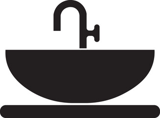 sink unit icon in flat, use for kitchen and bathroom washbasin sign, symbol in trendy style pictogram isolated on transparent background