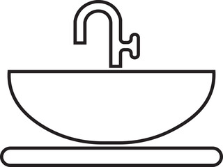 sink unit l icon in line, use for kitchen and bathroom washbasin sign, symbol in trendy style pictogram isolated on transparent background