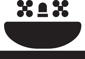 sink unit icon in flat, use for kitchen and bathroom washbasin sign, symbol in trendy style pictogram isolated on transparent background